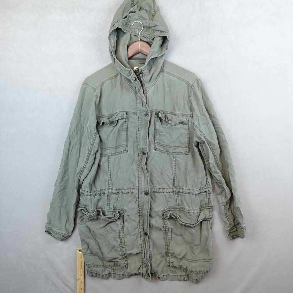 Abercrombie Fitch Jacket Womens L Hood Utility Military Grunge Outdoor Zip Snap